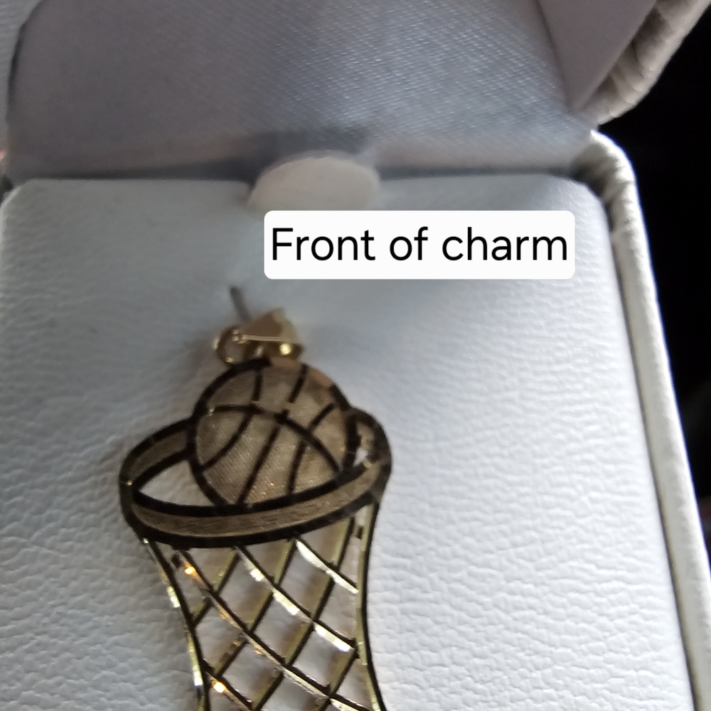Gold Basketball Hoop Charm Pendant
